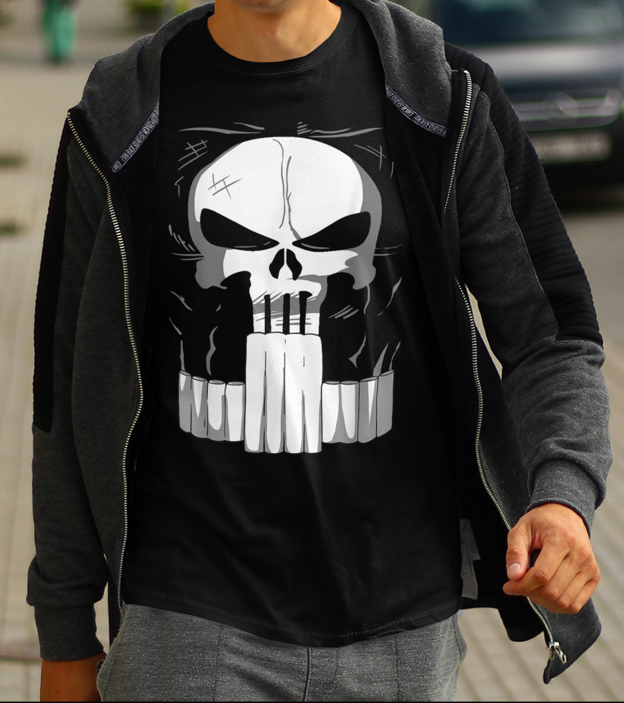Marvel Punisher Skull With Bullet Teeth T-Shirt