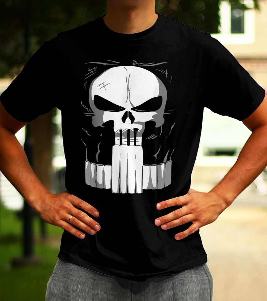 Marvel Punisher Skull With Bullet Teeth T-Shirt