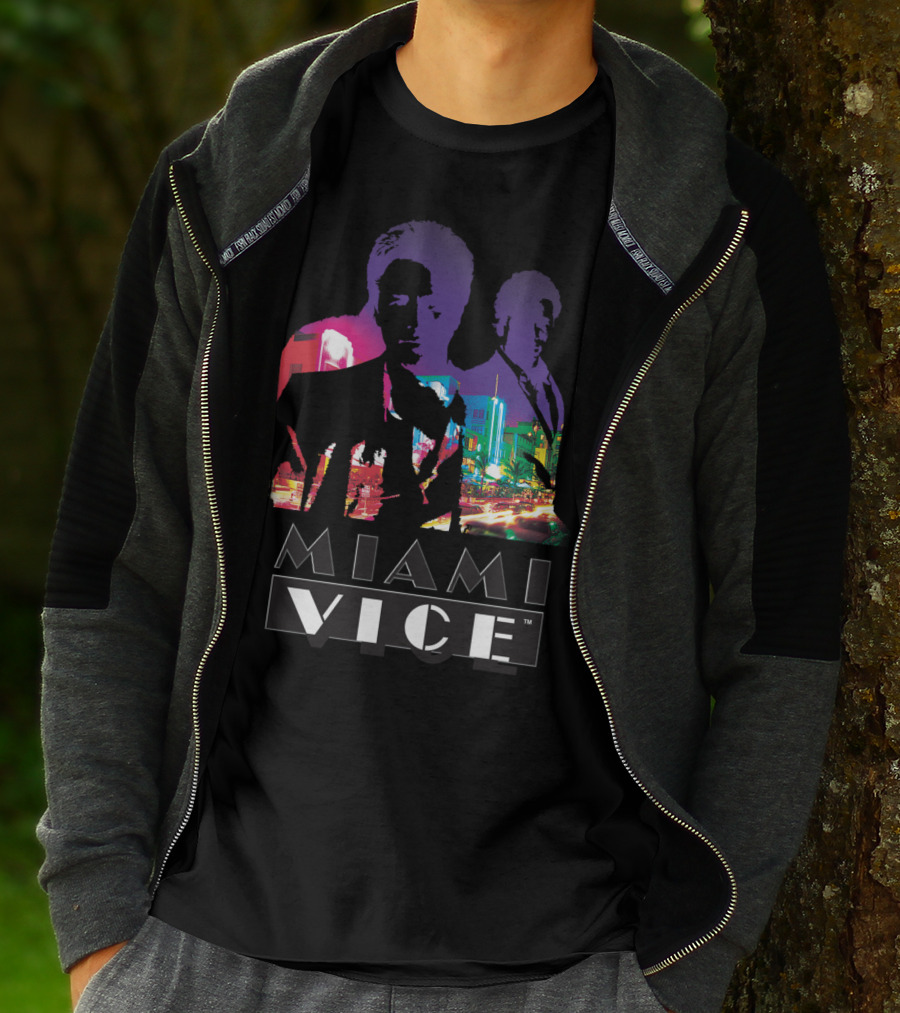 Miami Vice Classic Neon Cityscape T-Shirt