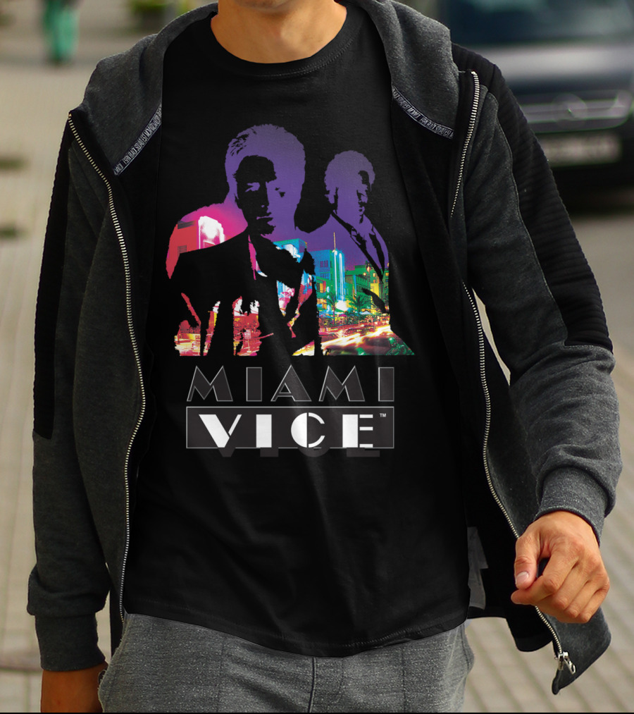 Miami Vice Classic Neon Cityscape T-Shirt
