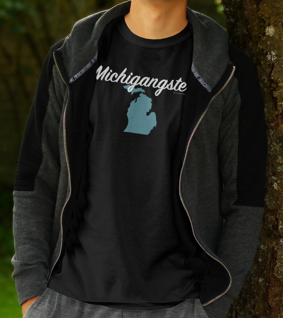 Michigangster Detroit Michigan Mitten Map T-Shirt