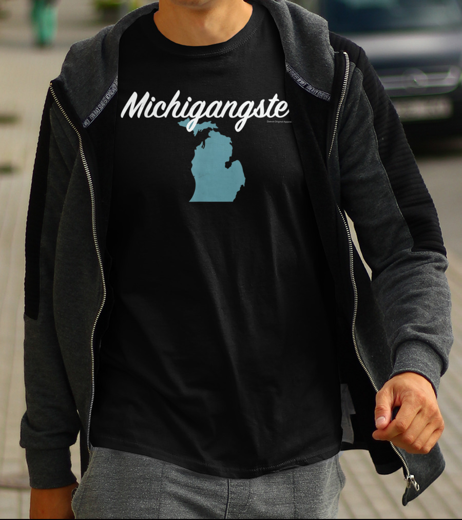 Michigangster Detroit Michigan Mitten Map T-Shirt