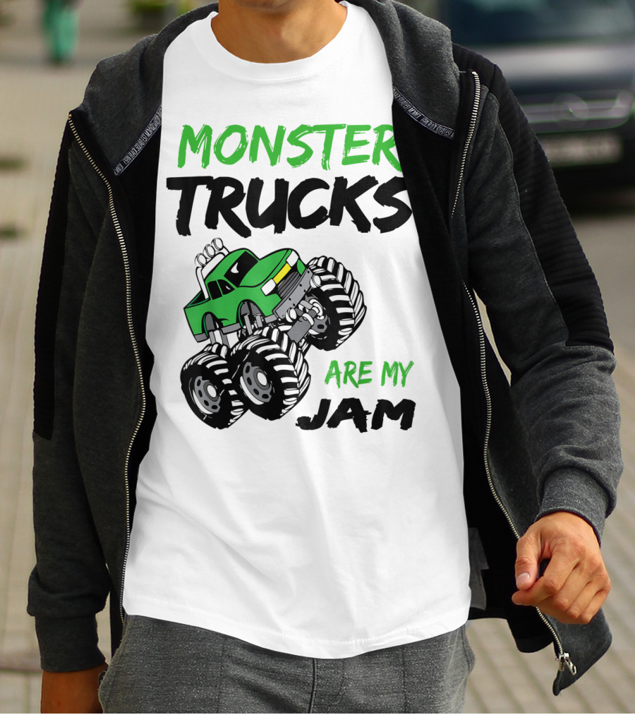Monster Trucks Are My Jam Classic Green Racing Adventure T-Shirt