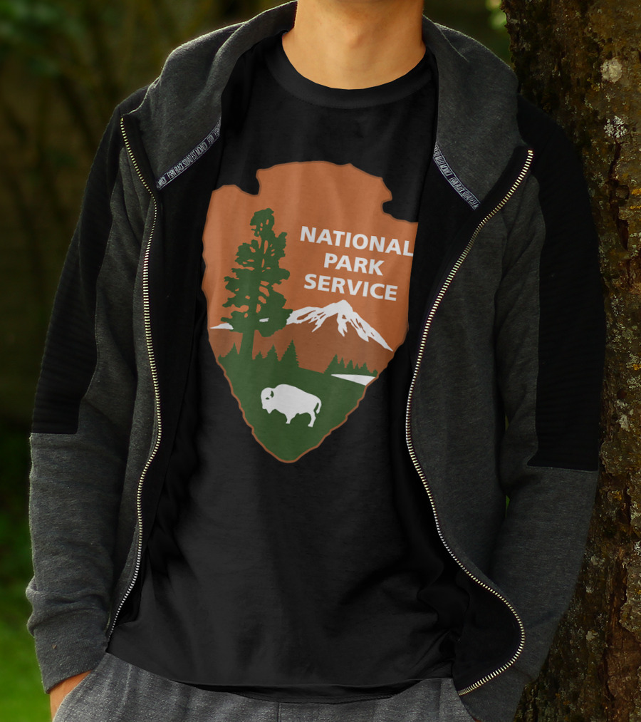 National Park Service Logo Badge With Mountain And Bison T-Shirt