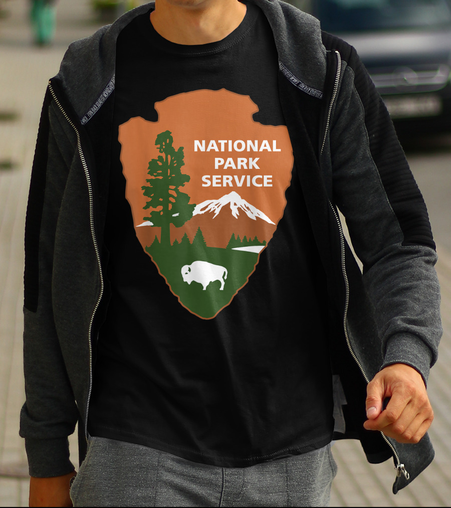 National Park Service Logo Badge With Mountain And Bison T-Shirt