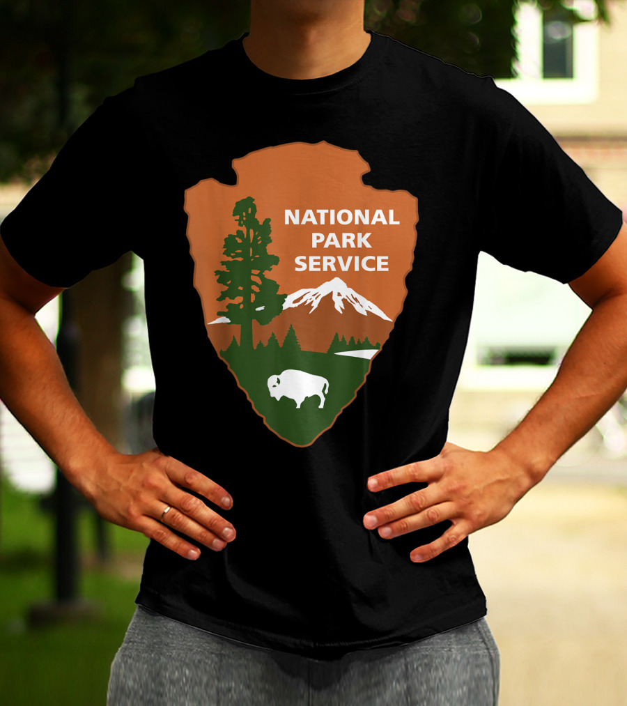 National Park Service Logo Badge With Mountain And Bison T-Shirt