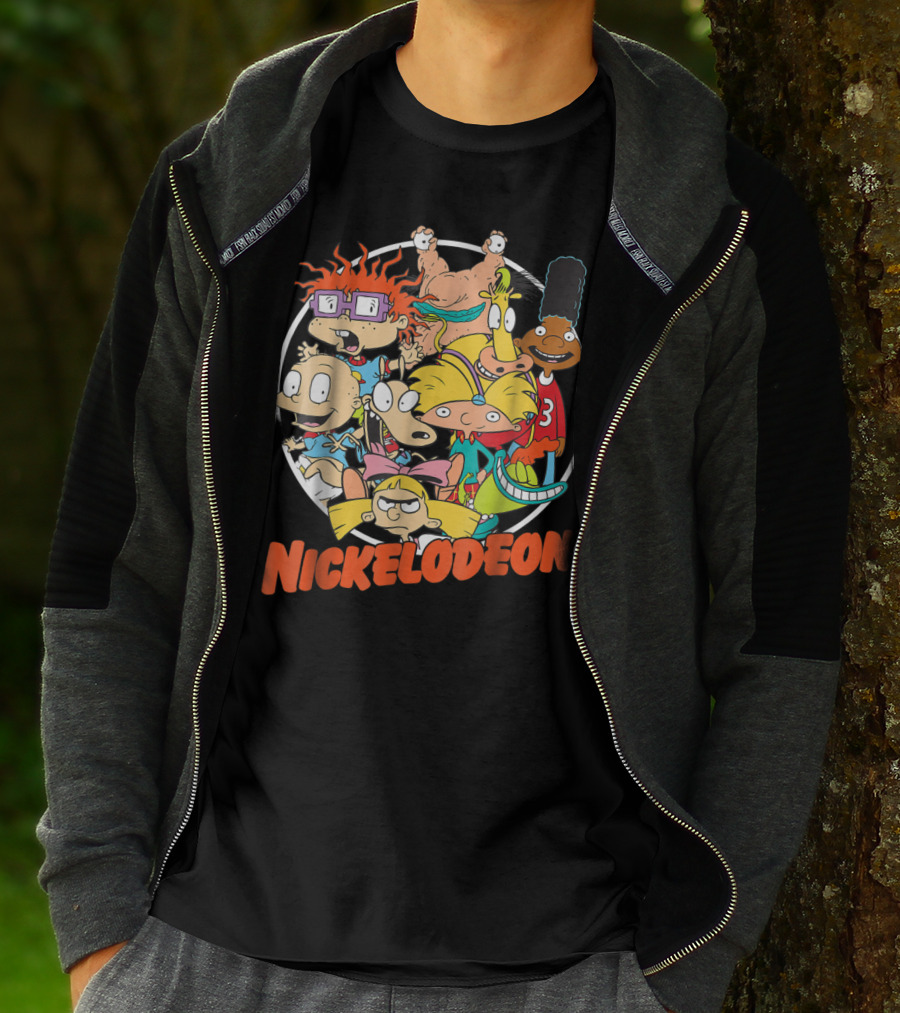 Nickelodeon Classic 90s Characters Rugrats Hey Arnold Gerald Cartoons T-Shirt