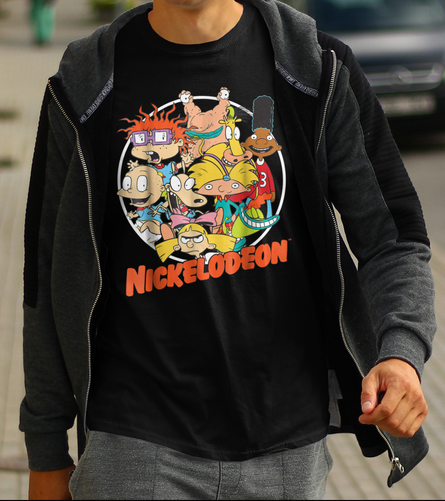 Nickelodeon Classic 90s Characters Rugrats Hey Arnold Gerald Cartoons T-Shirt
