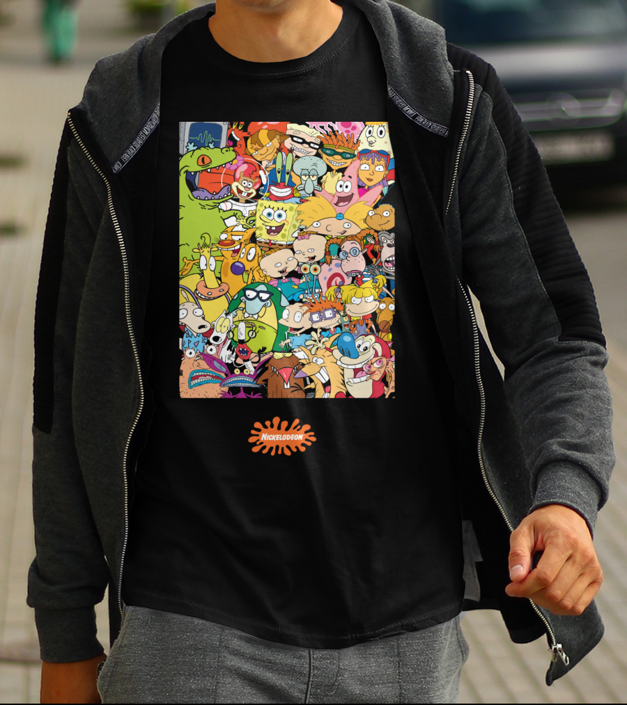 Nickelodeon Classic 90s Cartoon Character Collage T-Shirt