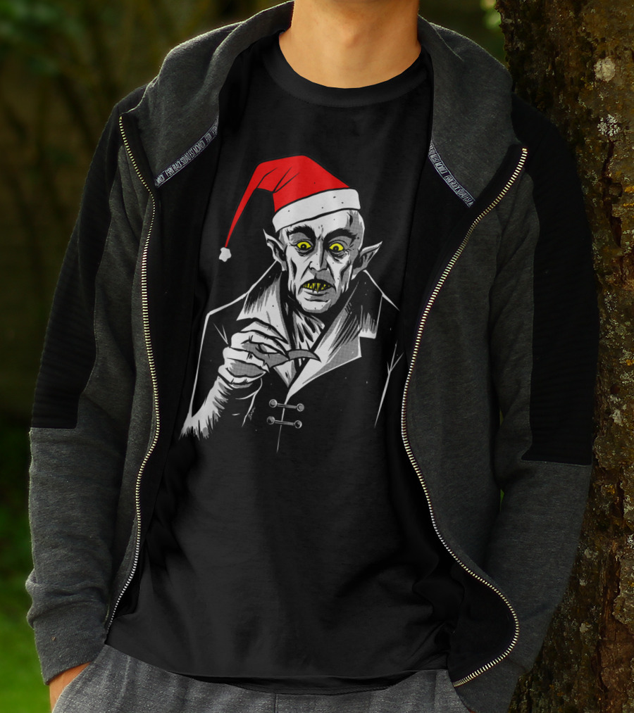 Nosferatu Vampire Santa Christmas Clause T-Shirt