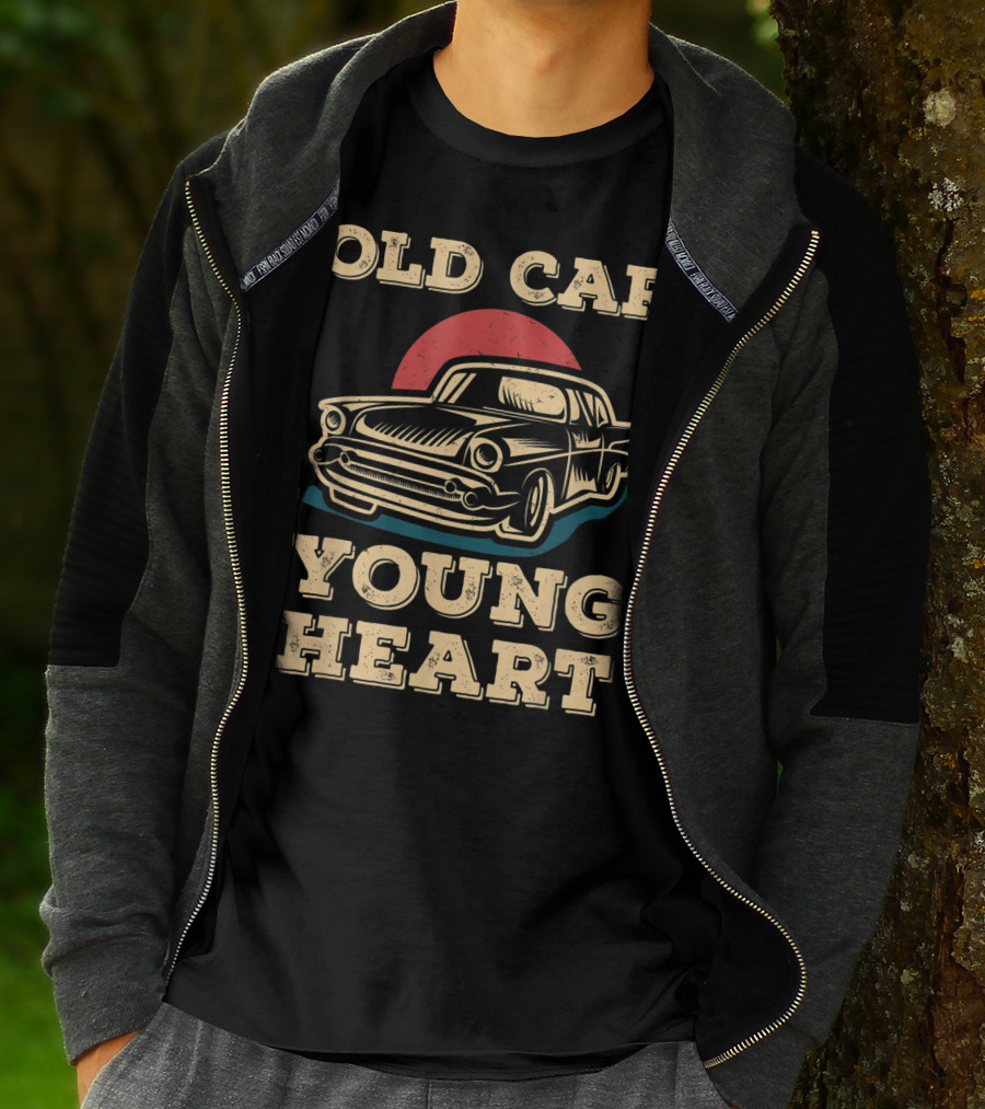 Old Car Young Heart Vintage Style Classic Auto Enthusiast Retro T-Shirt