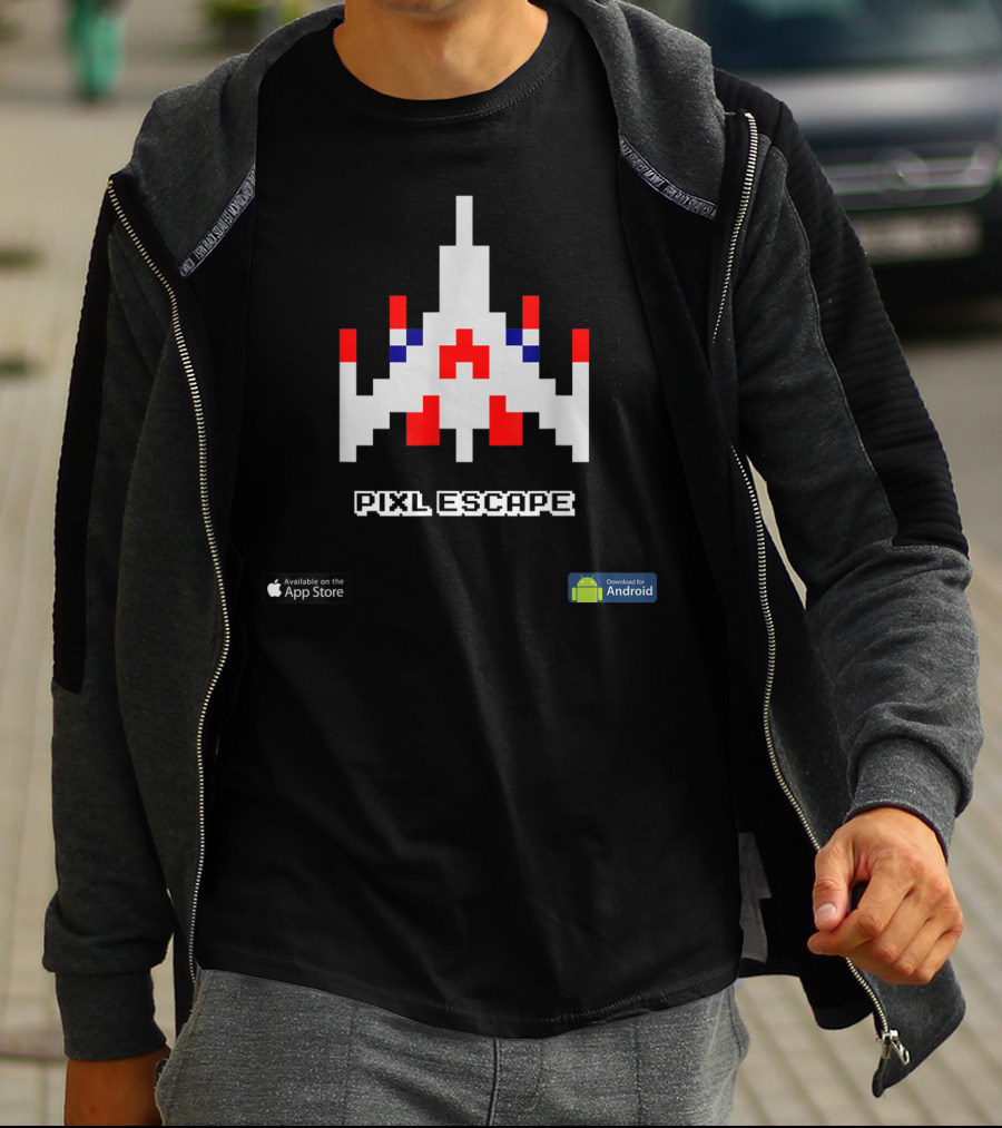 Pixl Escape Galaga Spaceship App Store Android Classic Retro Game T-Shirt