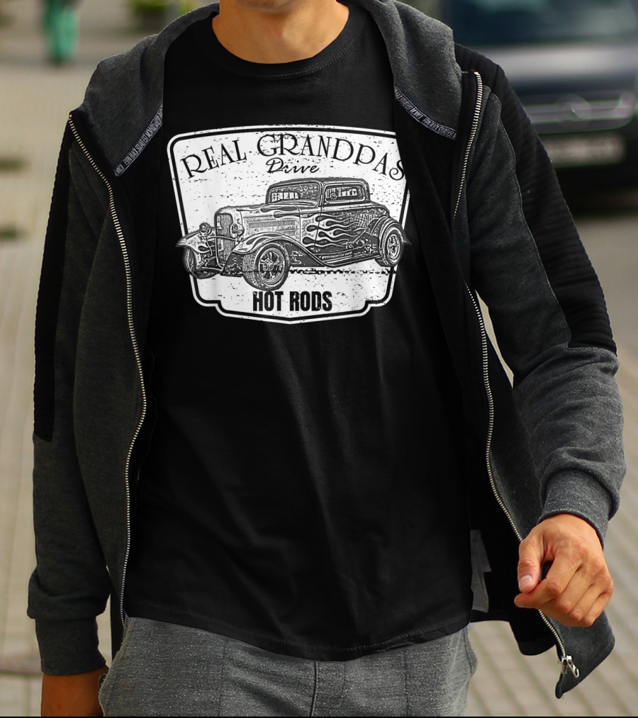 Real Grandpas Drive Hot Rods Classic Car Vintage T-Shirt
