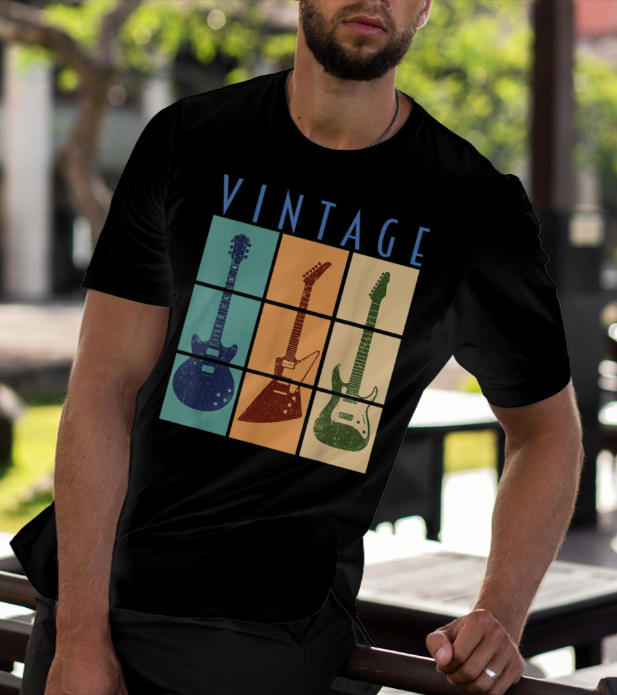 Vintage Retro Classic Guitar Cool Vintage Guitars T-Shirt