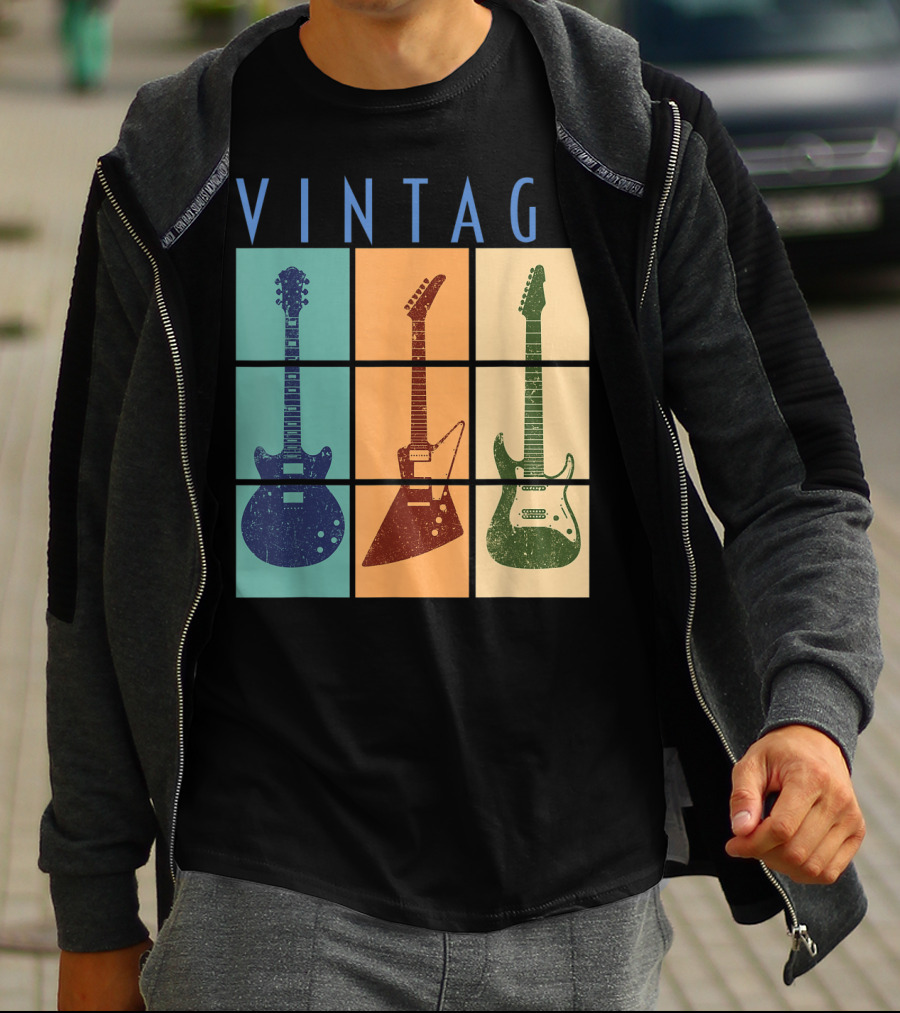 Vintage Retro Classic Guitar Cool Vintage Guitars T-Shirt