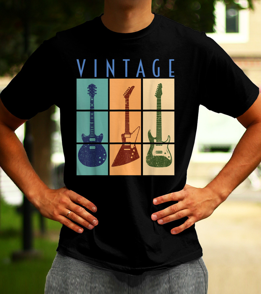 Vintage Retro Classic Guitar Cool Vintage Guitars T-Shirt