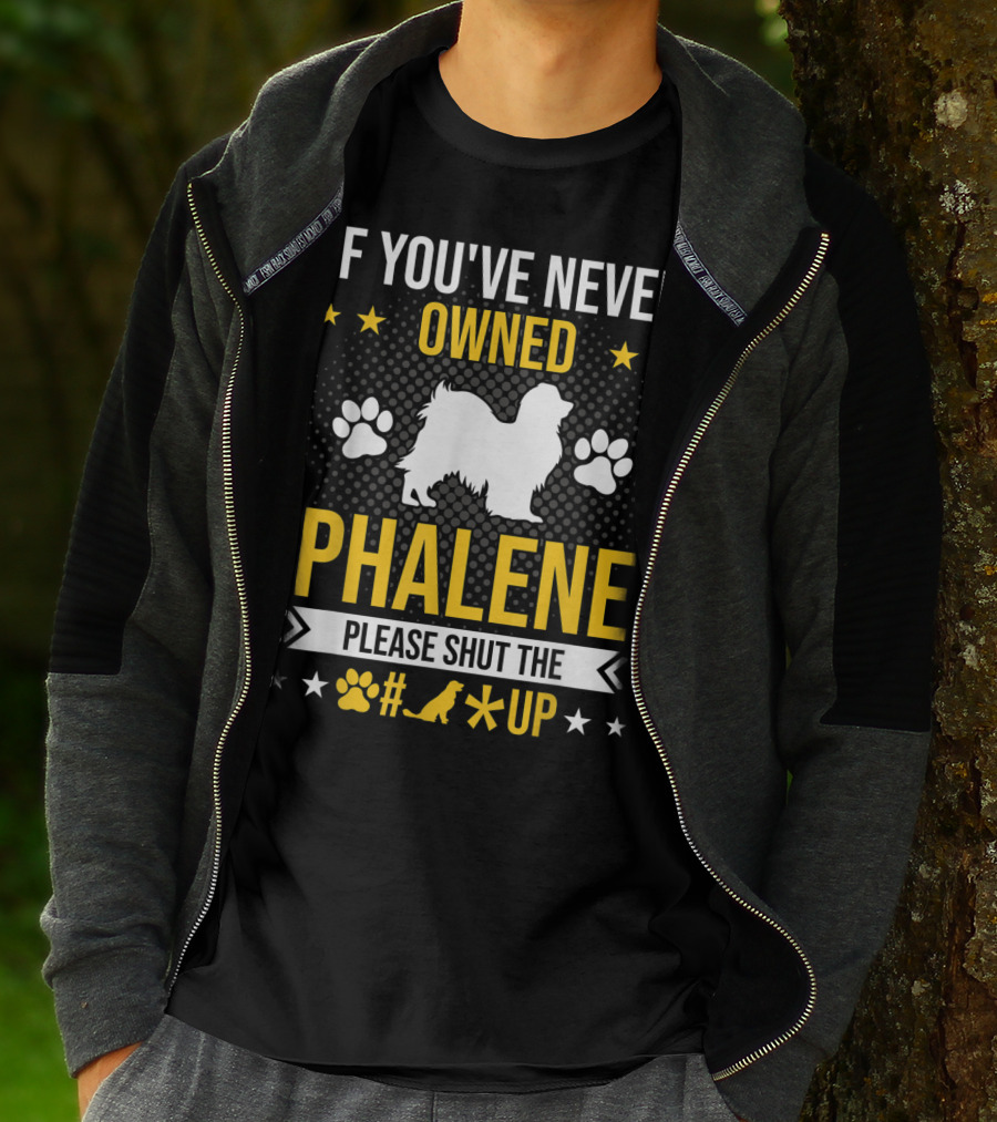 If You've Never Owned Phalene Please Shut Up Dog Paw Silhouette Stars T-Shirt