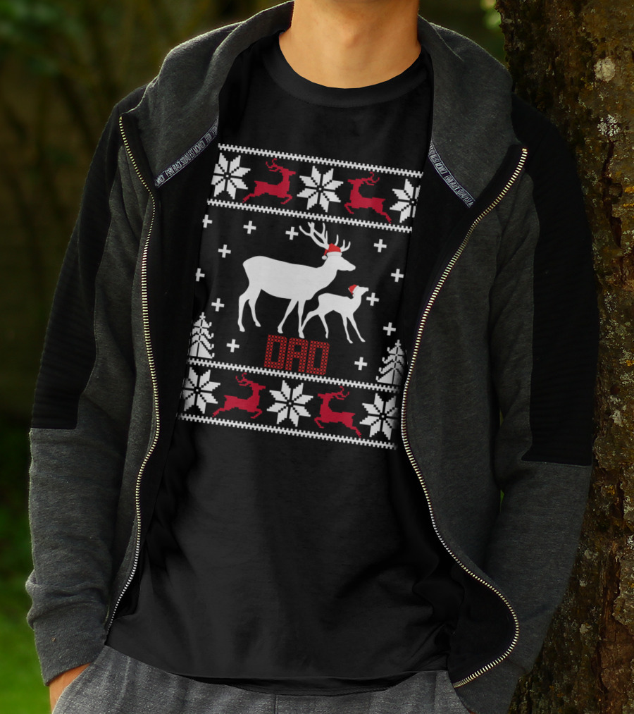 Dad Deer Santa Christmas T-Shirt