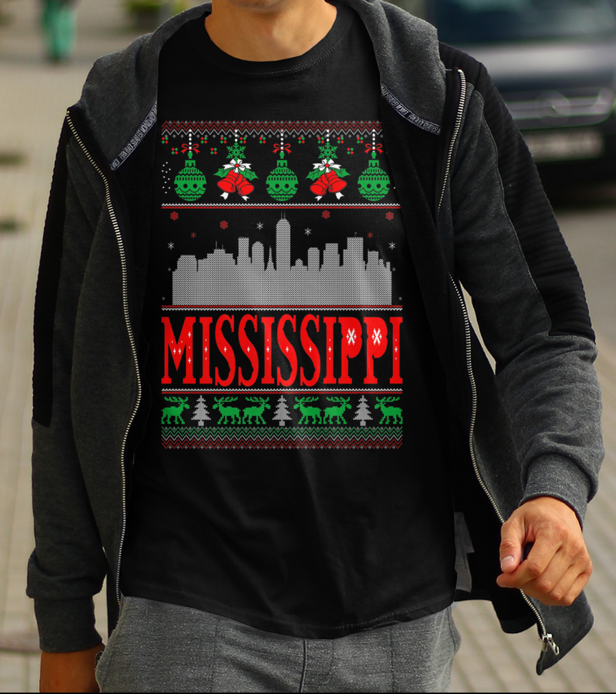 Mississippi Christmas Skyline Ugly T-Shirt