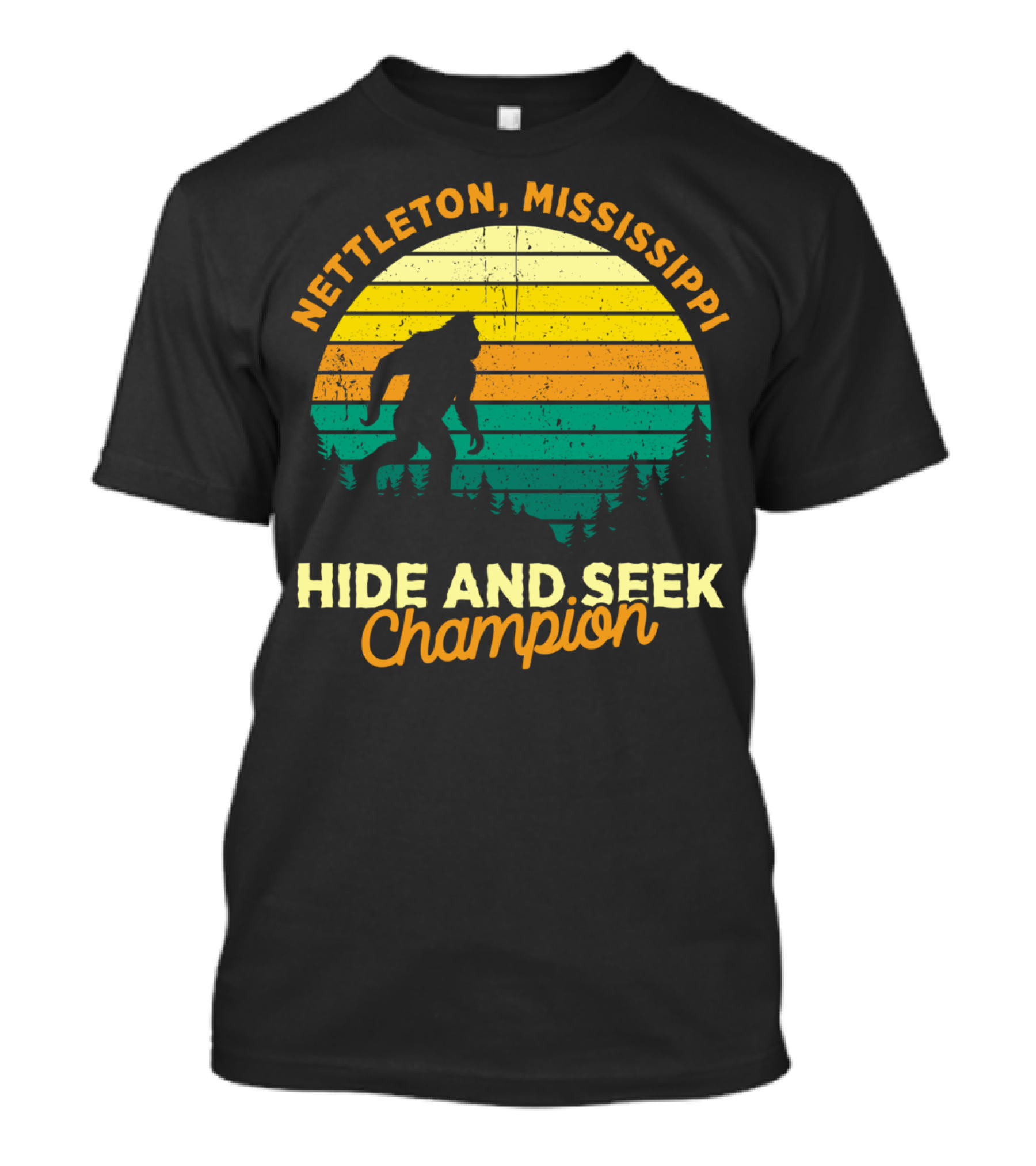 Nettleton Mississippi Bigfoot Hide And Seek Champion Retro T-Shirt
