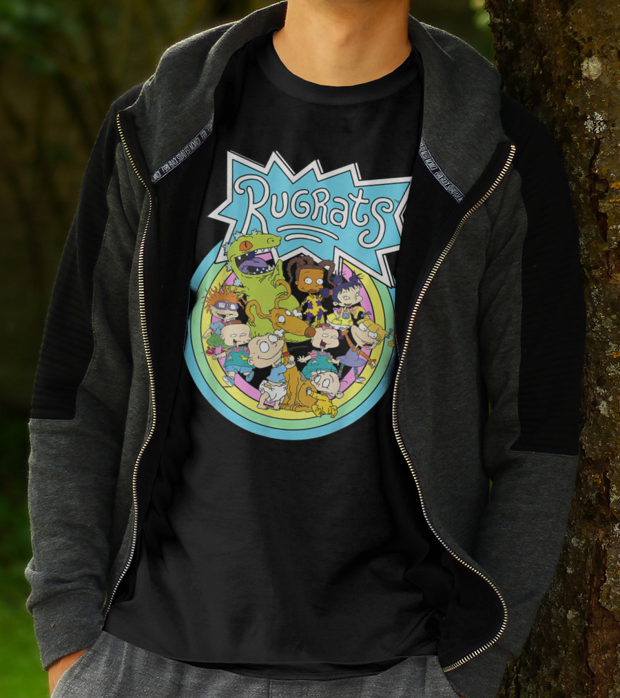 Rugrats Group Colorful Characters In Rainbow Circles T-Shirt