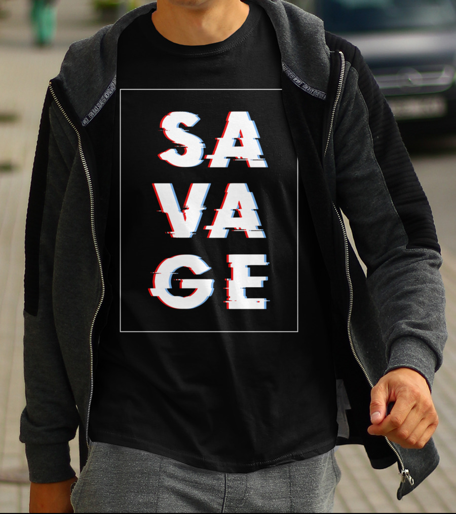 Savage Glitch Effect Social Disruptor T-Shirt