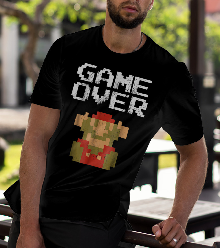 Super Mario Game Over Pixel Art Mario Fall T-Shirt