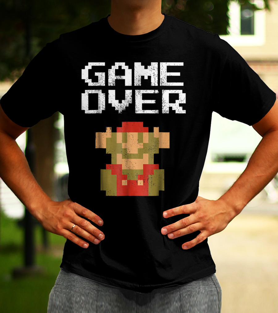 Super Mario Game Over Pixel Art Mario Fall T-Shirt