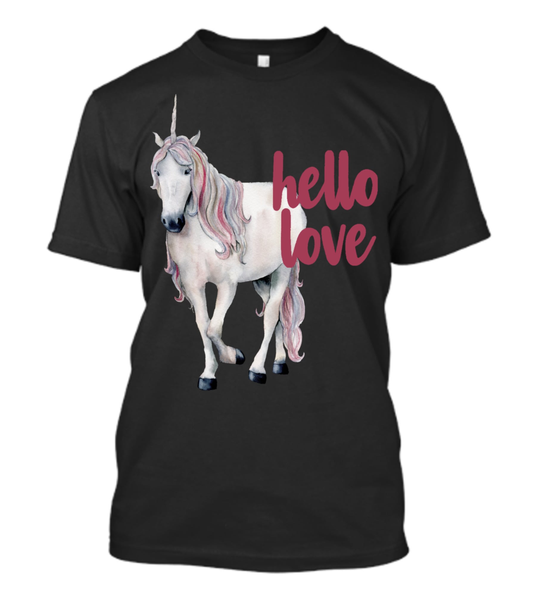 Hello Love Unicorn Funny Magical Animal T-Shirt