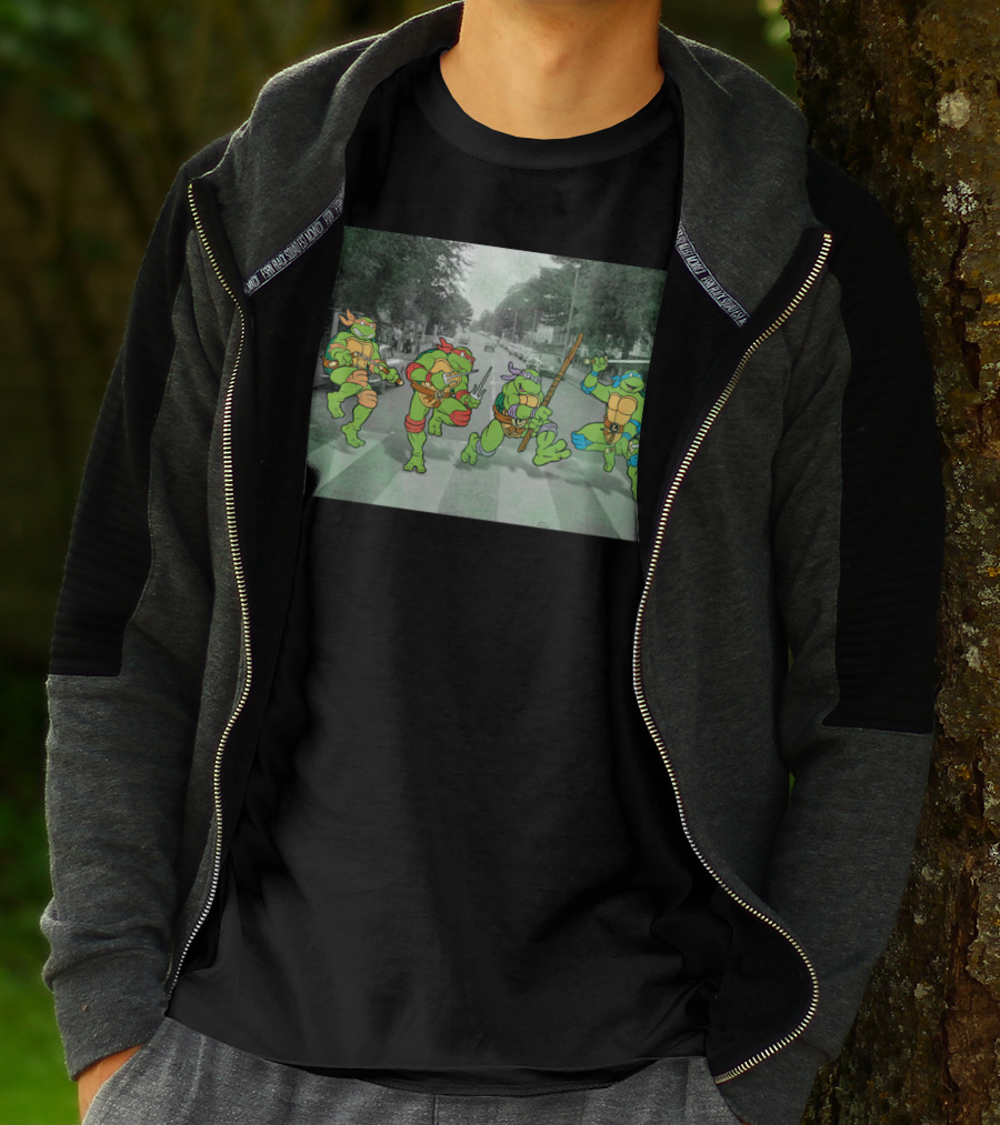 Nage Mutant Ninja Turtles Abbey Road Style Street Scene T-Shirt