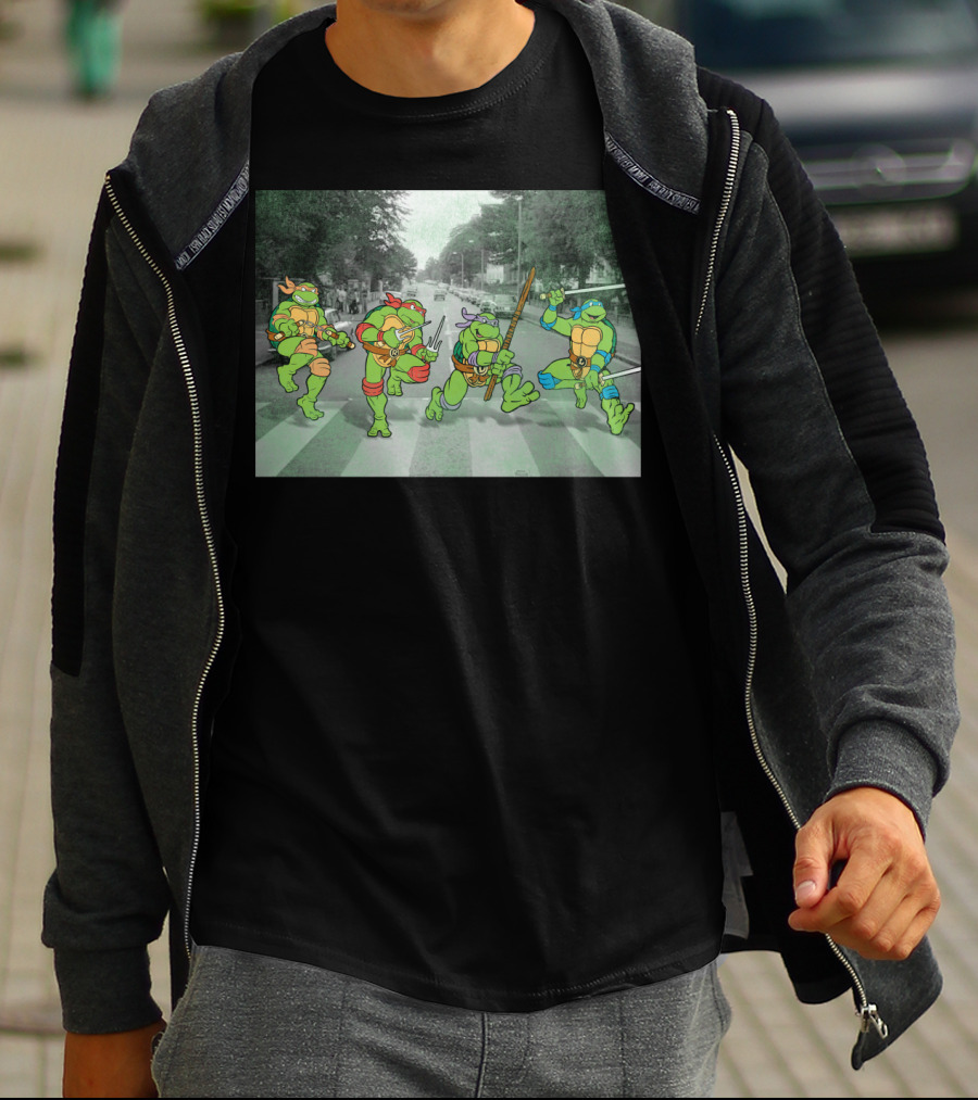Nage Mutant Ninja Turtles Abbey Road Style Street Scene T-Shirt