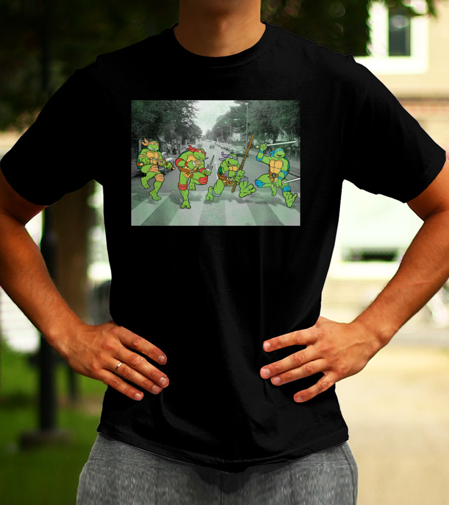 Nage Mutant Ninja Turtles Abbey Road Style Street Scene T-Shirt