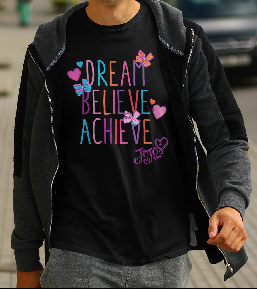 Nickelodeon Jojo Siwa Dream Believe Achieve Hearts And Bows T-Shirt