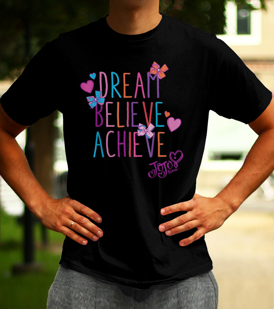 Nickelodeon Jojo Siwa Dream Believe Achieve Hearts And Bows T-Shirt