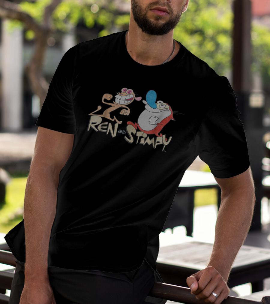 Nickelodeon Ren And Stimpy Running Cartoon Characters T-Shirt