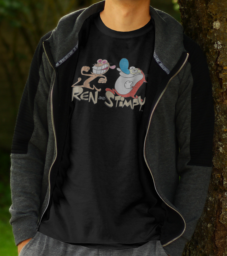 Nickelodeon Ren And Stimpy Running Cartoon Characters T-Shirt