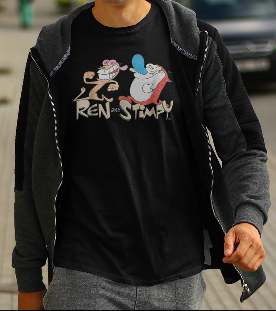 Nickelodeon Ren And Stimpy Running Cartoon Characters T-Shirt