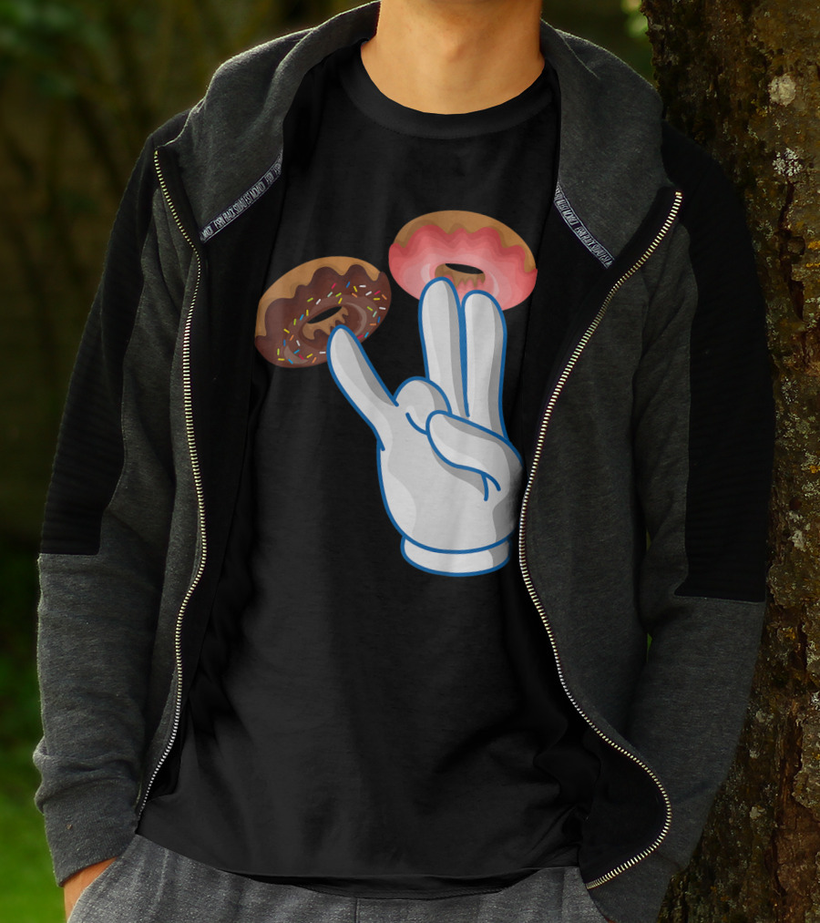 2 In The Pink 1 In The Stink Hand Gesture With Two Sprinkle Donuts Dark Humor T-Shirt