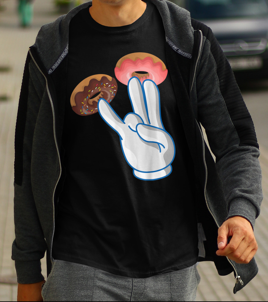 2 In The Pink 1 In The Stink Hand Gesture With Two Sprinkle Donuts Dark Humor T-Shirt
