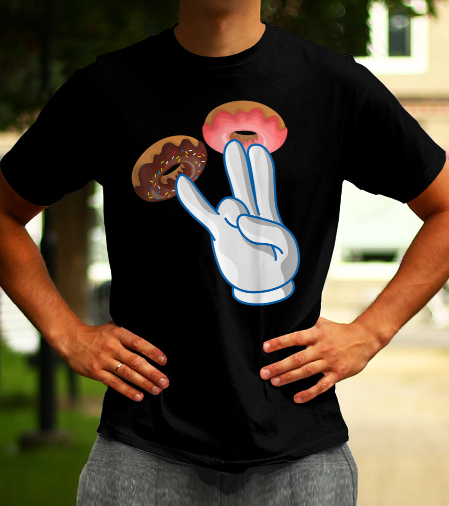 2 In The Pink 1 In The Stink Hand Gesture With Two Sprinkle Donuts Dark Humor T-Shirt