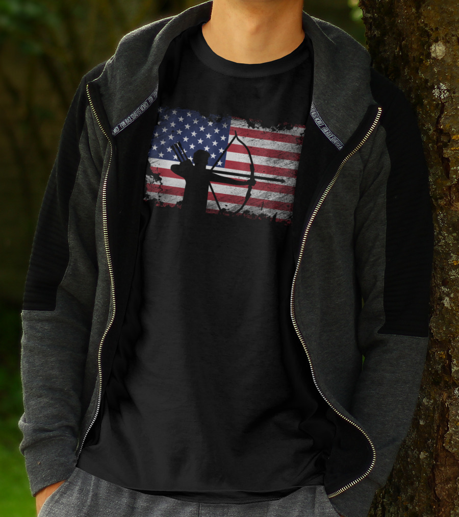 USA Flag Archery American Patriotic Player T-Shirt