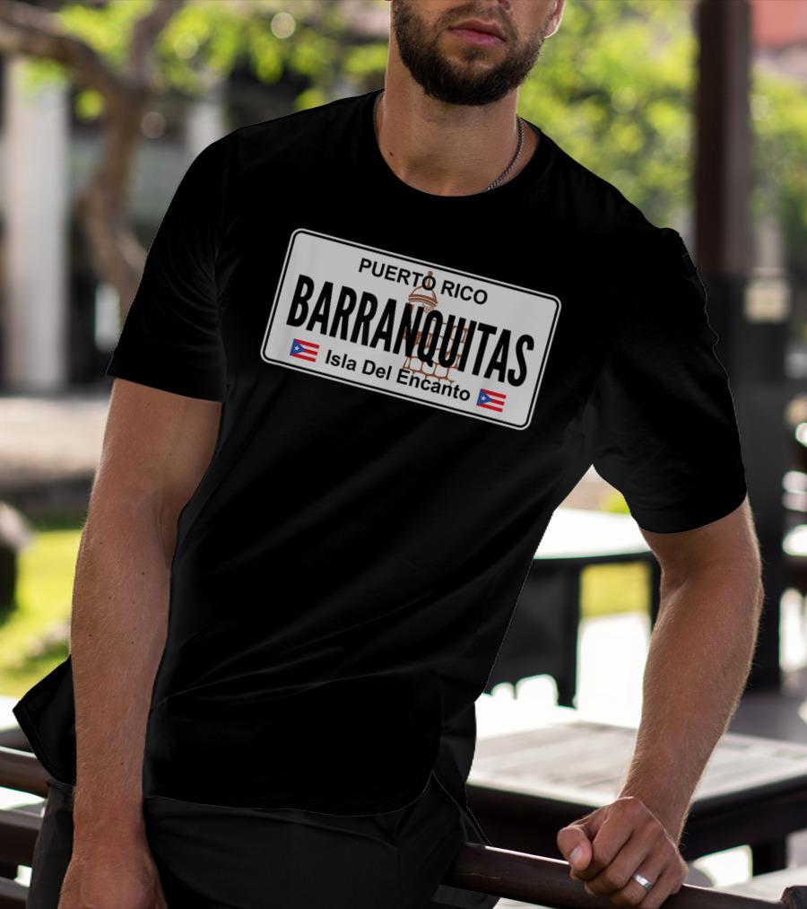 Puerto Rico Barranquitas Isla Del Encanto License Plate T-Shirt