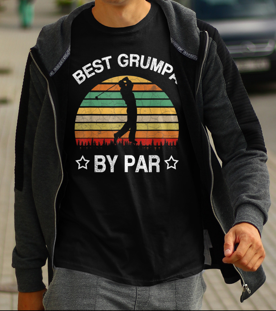 Best Grumpa By Par Golf Vintage Sunset T-Shirt