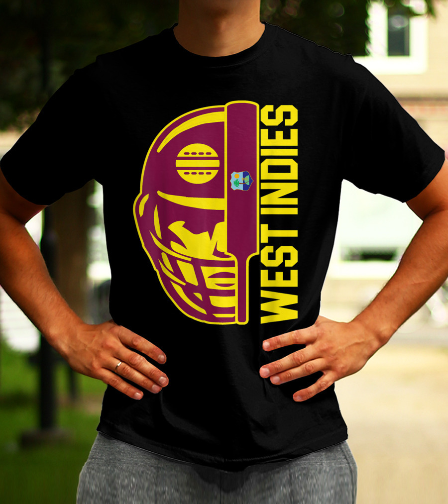 West Indies Cricket Fan Helmet Emblem With Ball And Bat T-Shirt