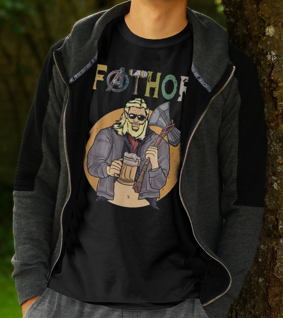 Fathor Avenger Beer Drinking Dad With Axe And Hammer T-Shirt