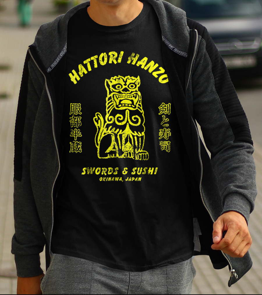 Hattori Hanzo Swords And Sushi Okinawa Japan Lion T-Shirt