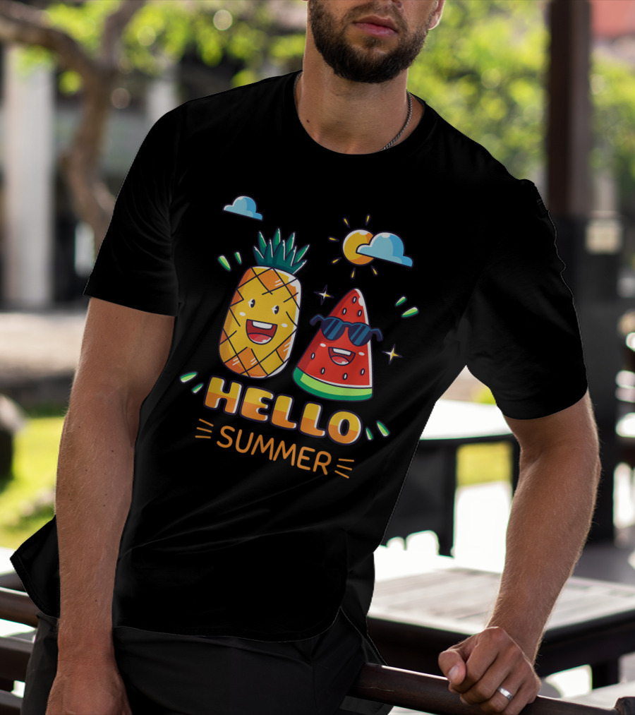 Hello Summer Pineapple Watermelon Fun Vibes T-Shirt