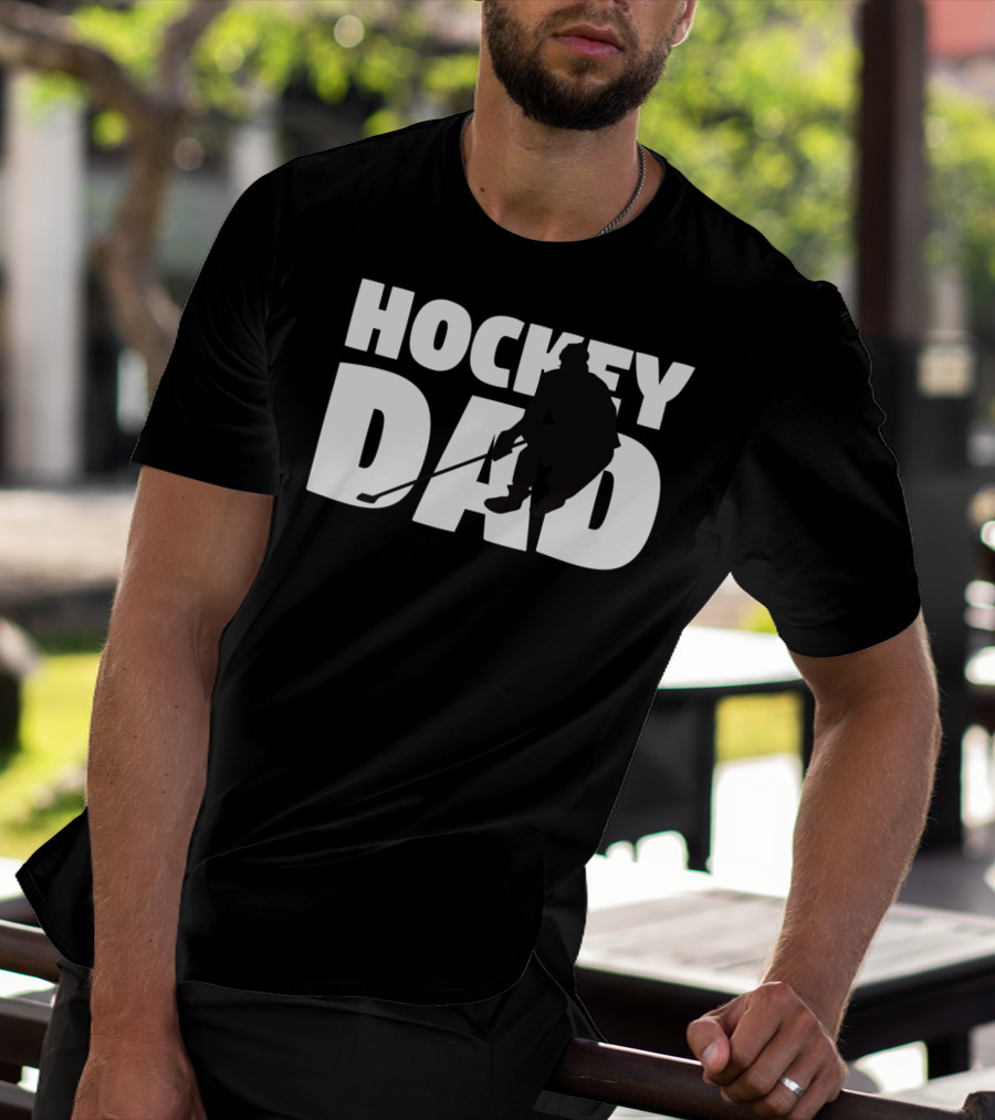 Hockey Dad Father Silhouette Hockey T-Shirt