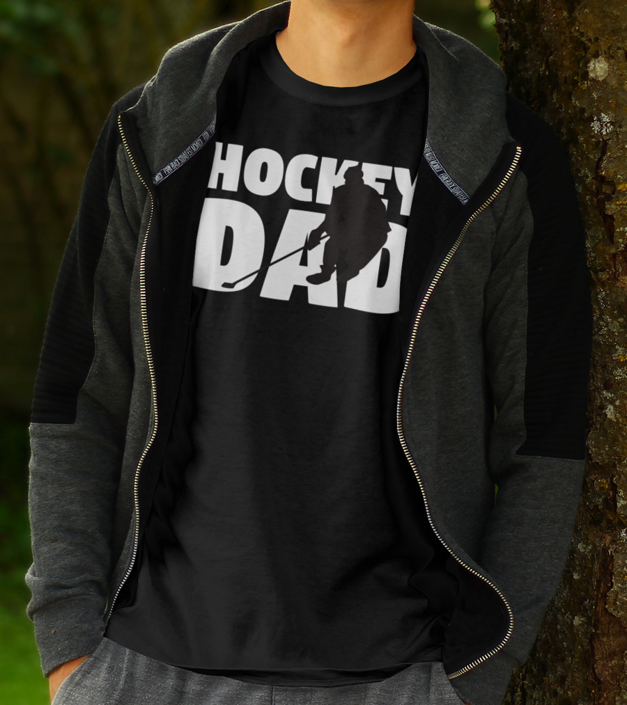 Hockey Dad Father Silhouette Hockey T-Shirt