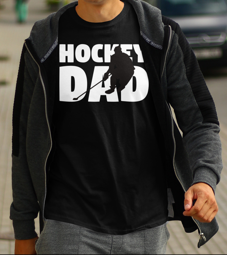 Hockey Dad Father Silhouette Hockey T-Shirt
